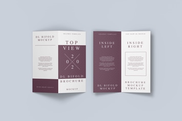Top View DL Bifold brochure Mockup Template