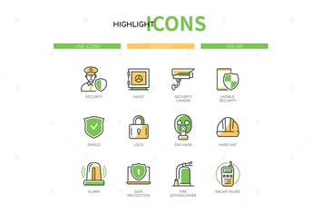 Security - modern line design style icon set