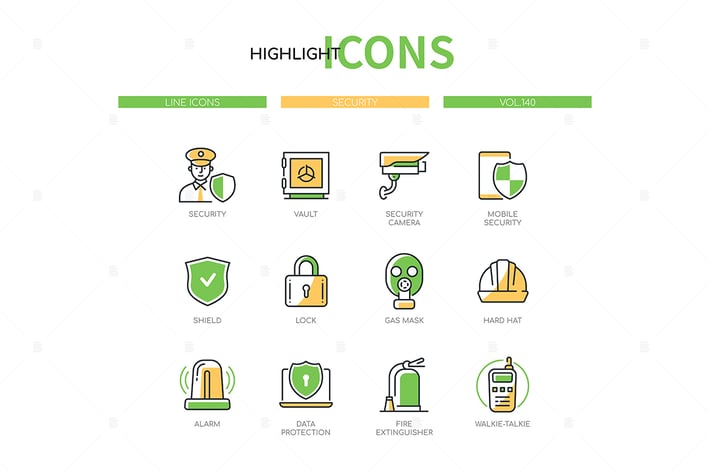 Security - modern line design style icon set