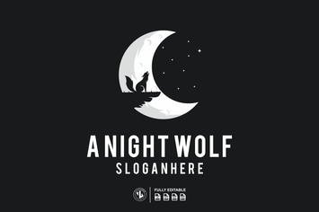 A NIGHT WOLF LOGO TEMPLATES