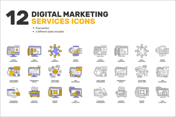 12 Digital Matketing Services Icons