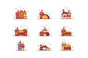 9 Fast food illustrations