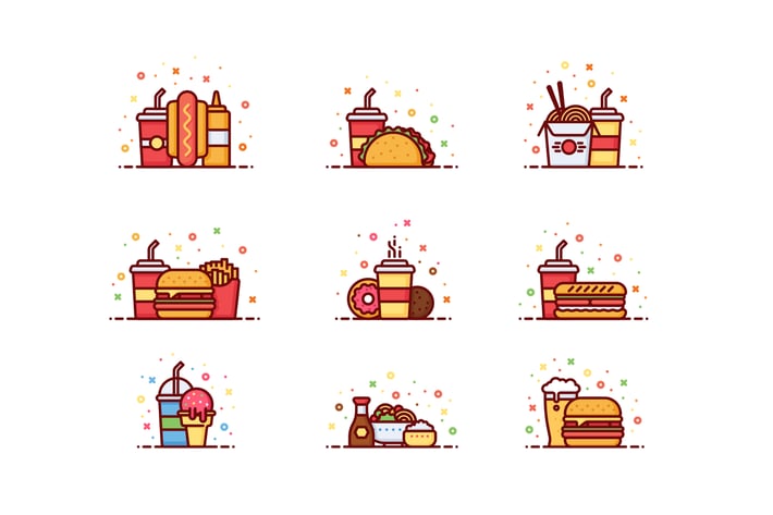 9 Fast food illustrations