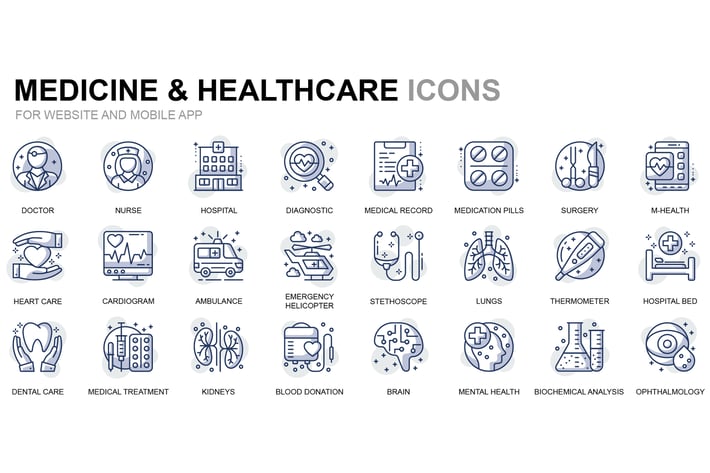 Healthcare and Medicine Thin Line Icons