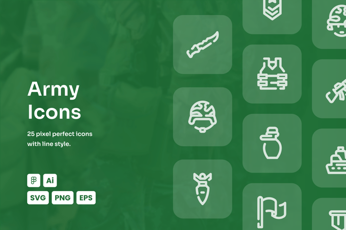 Army Dashed Line Icons