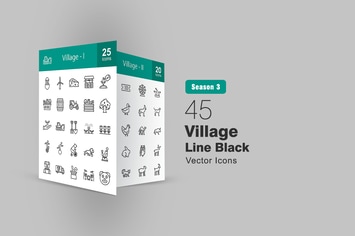 45 Village Line Icons