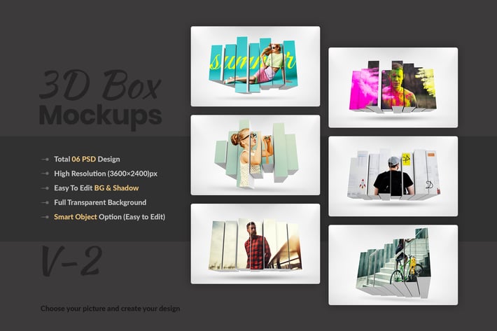 3D Photo Box Mockups Template V-2