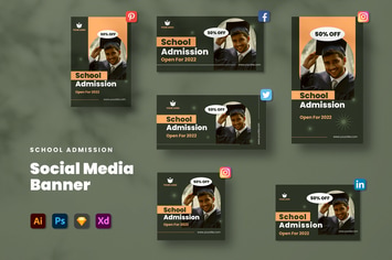 School Admission Social Media Set