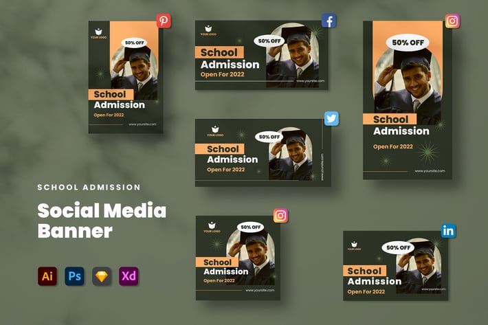 School Admission Social Media Set