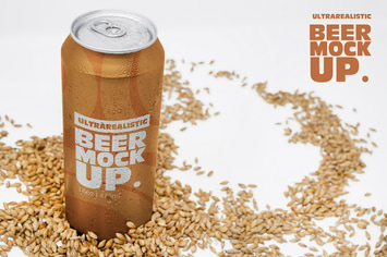 Perspective 16oz Malt Can Mockup