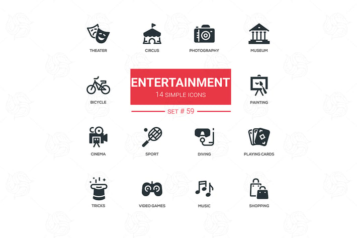 Entertainment - line design icons set
