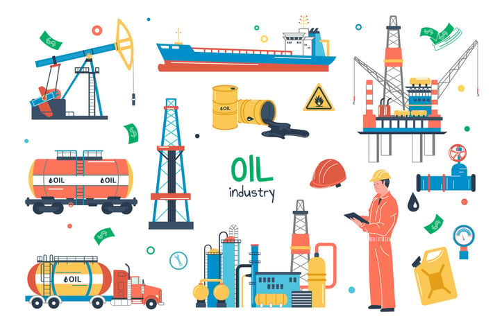 Oil Industry Concept Isolated Elements Set