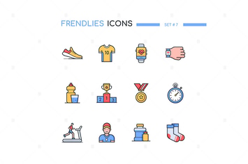 Running - modern line design style icons set