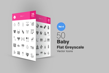 50 Baby Greyscale Icons