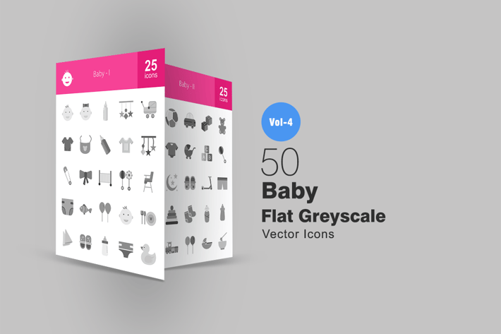 50 Baby Greyscale Icons