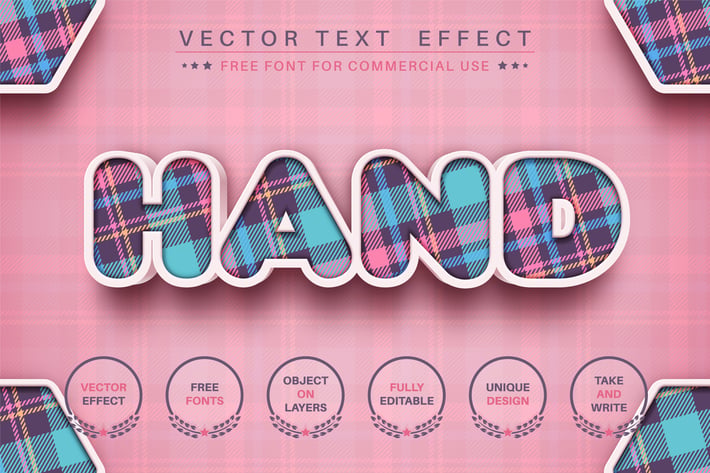 3D craft - editable text effect, font style