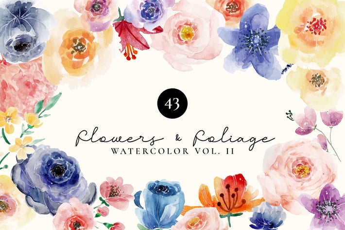 Flowers and Foliage Watercolor Set Vol 2