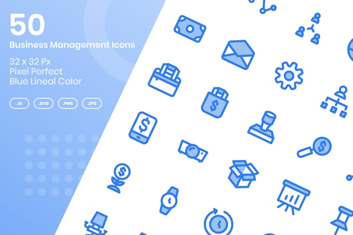50 Business Management - Blue Lineal Color