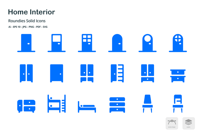 Home Interior Roundies Solid Glyph Icons