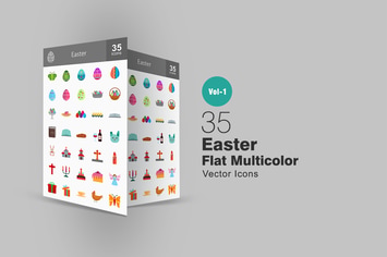 35 Easter Flat Multicolor Icons