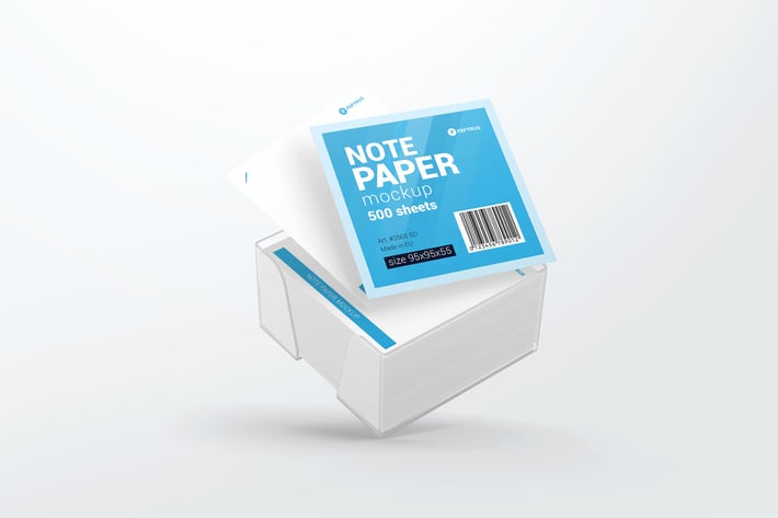 Note Paper Cube Plastic Holder Mockup