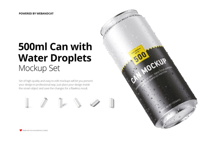 500ml Can Mockup with Water Droplets