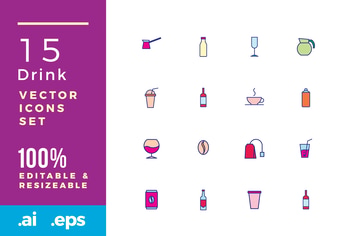 15 Drink vector icons
