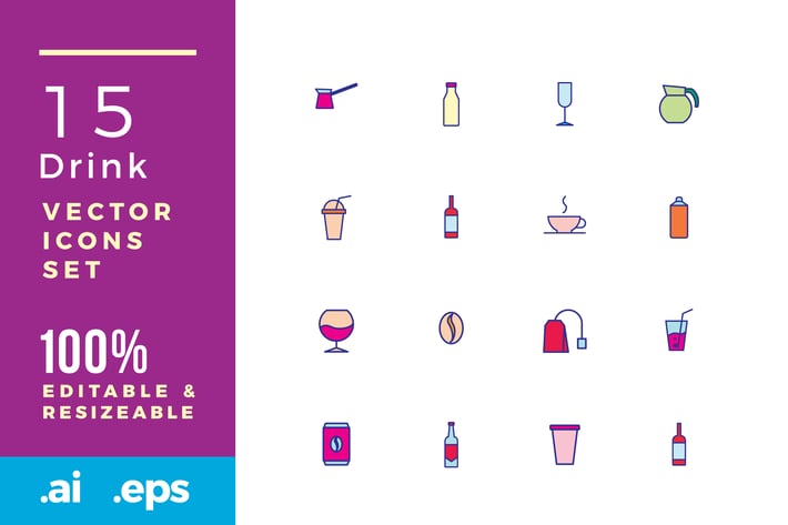 15 Drink vector icons