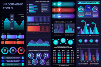 Collection Dark Infographic Element