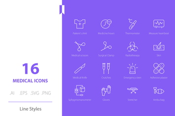 Medical 3 Icon Set Line Styles