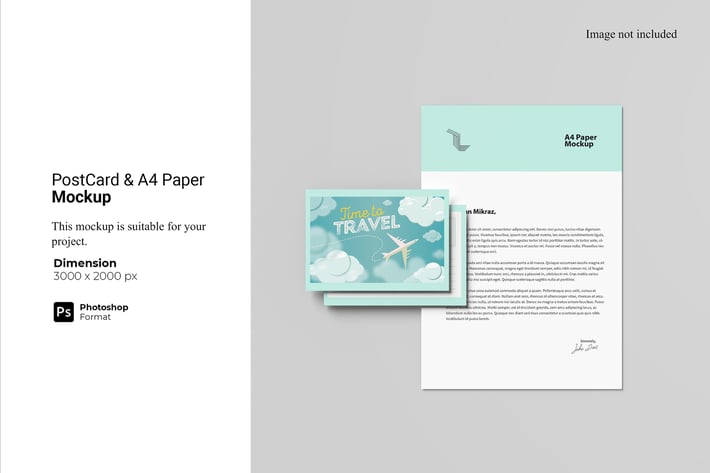 Postcard and A4 Paper Mockup
