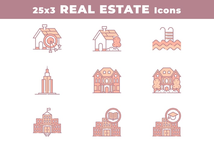 25 Real estate and Houses Icons