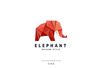 Elephant Origami Gradient Colorful Logo