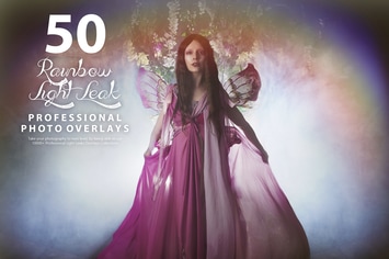 50 Rainbow Light Leak Photo Overlays