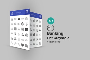 60 Banking Greyscale Icons