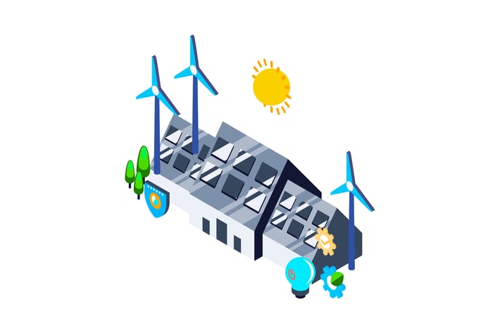 Renewable Energy Isometric Illustration