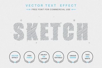 Pencil shading editable text effect,  font style