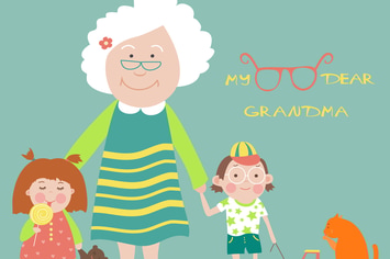 Grandmother with grandson and granddaughter