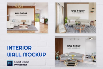 Interior Living Room Wall Mockup