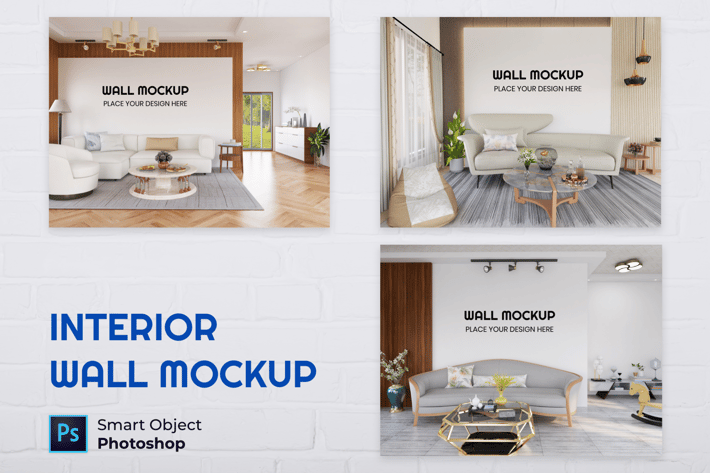 Interior Living Room Wall Mockup