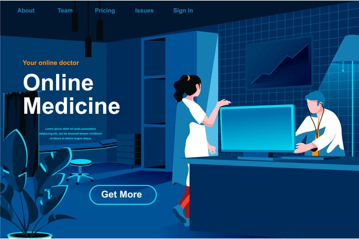 Online Medicine Isometric Web Page Flat Concept