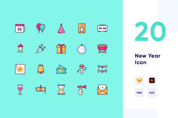 New Year Vector Icon Pack