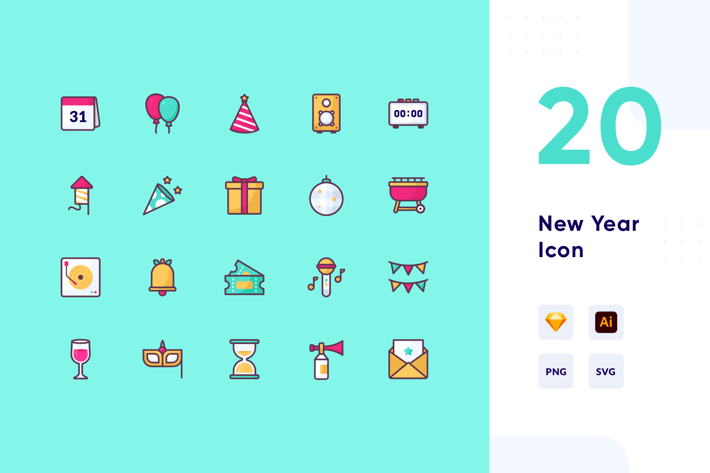 New Year Vector Icon Pack