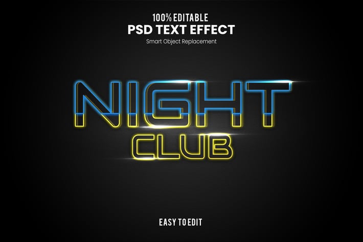 Night Club- Neon PSD Text Effect