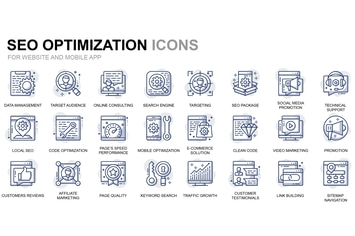 Seo and Web Optimization Thin Line Icons