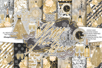 Happy New Year digital paper pack