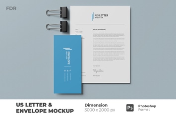 US Letter and Envelope Mockup
