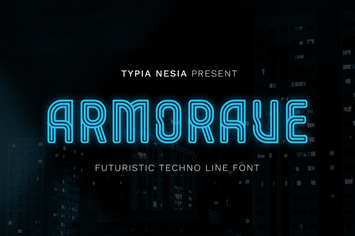 Armorave - Futuristic Techno Neon Line Font