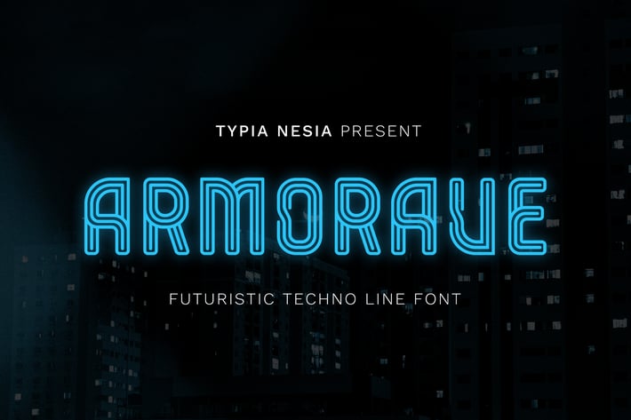 Armorave - Futuristic Techno Neon Line Font