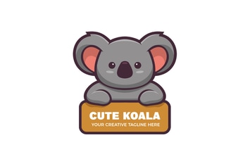 Cute Koala Character Mascot Logo Template